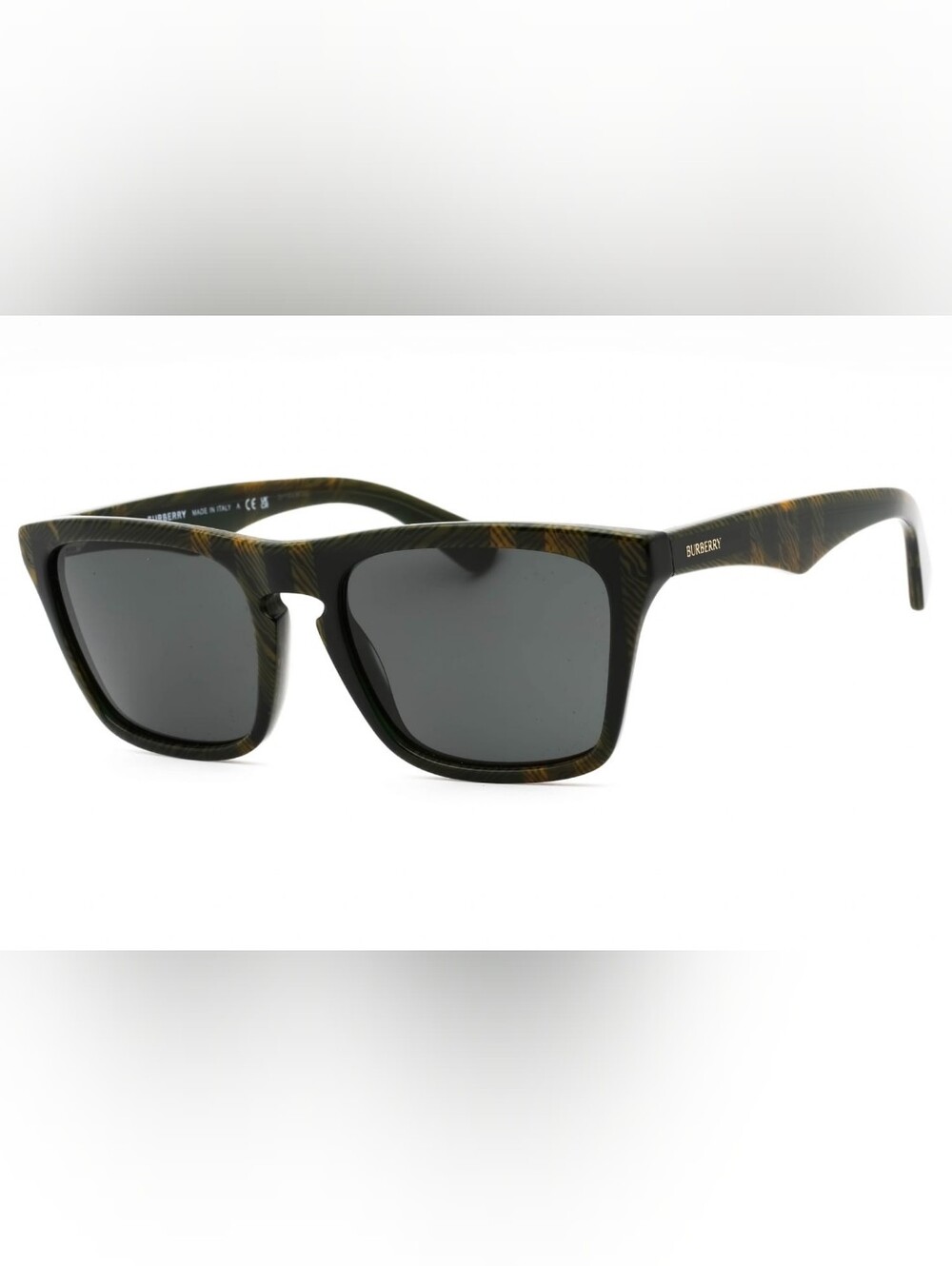 Burberry 0BE4434, Check Green/Dark Grey, Rectangular, Men's Sunglasses